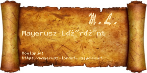 Mayerusz Lóránt névjegykártya